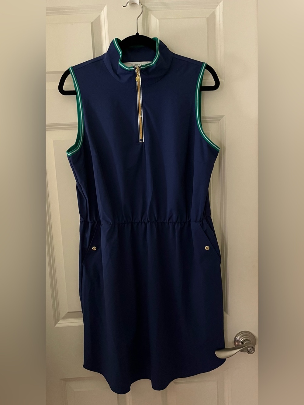 New Isaac Mizrahi New York Clubhouse Golf Dress Navy Blue Sleeveless Preppy M
